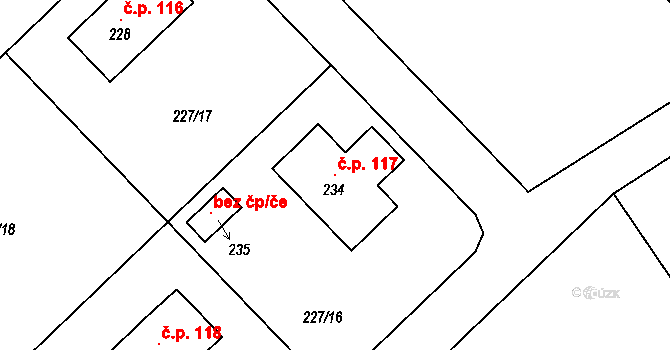 Svijany 117 na parcele st. 234 v KÚ Svijany, Katastrální mapa