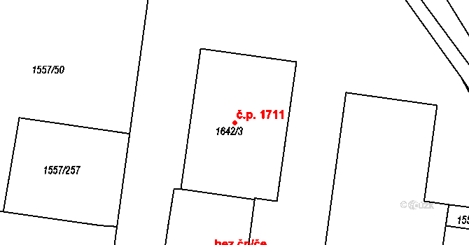 Rosice 1711 na parcele st. 1642/3 v KÚ Rosice u Brna, Katastrální mapa