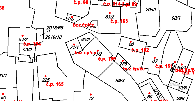 Rozstání 166 na parcele st. 71/2 v KÚ Rozstání pod Kojálem, Katastrální mapa