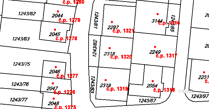Lipník nad Bečvou I-Město 1320, Lipník nad Bečvou na parcele st. 2318 v KÚ Lipník nad Bečvou, Katastrální mapa