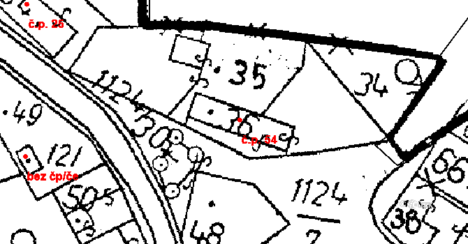 Žandov 54, Chlístovice na parcele st. 36 v KÚ Žandov, Katastrální mapa