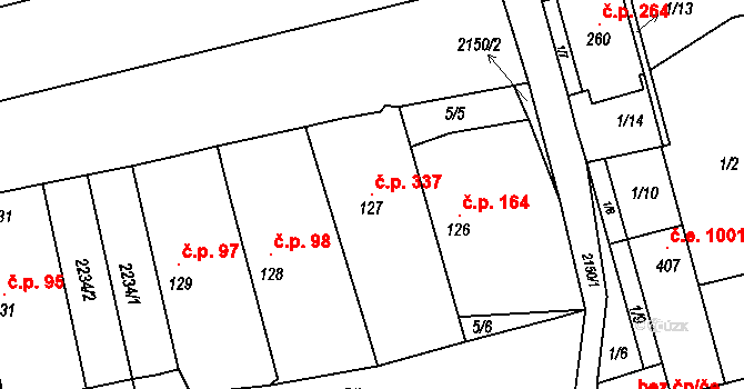 Chotusice 337 na parcele st. 127 v KÚ Chotusice, Katastrální mapa