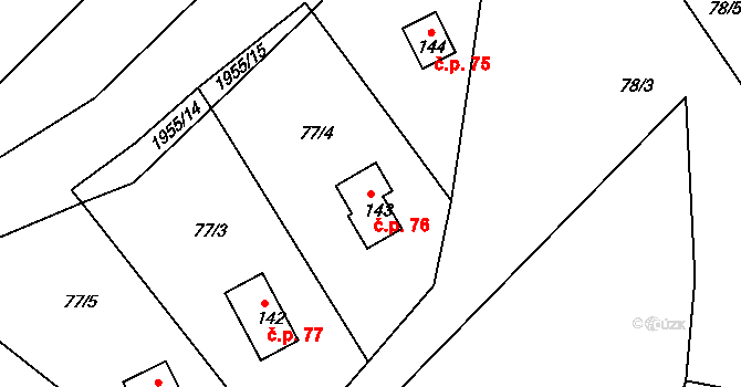 Děkanské Skaliny 76, Benešov nad Černou na parcele st. 143 v KÚ Děkanské Skaliny, Katastrální mapa