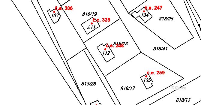 Rounek 248, Vyskytná nad Jihlavou na parcele st. 112 v KÚ Rounek, Katastrální mapa