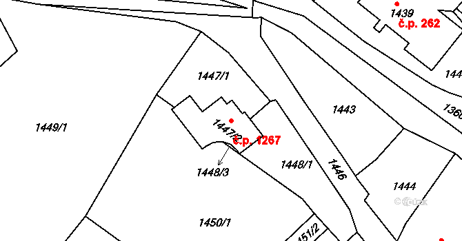 Rýmařov 1267 na parcele st. 1447/2 v KÚ Rýmařov, Katastrální mapa