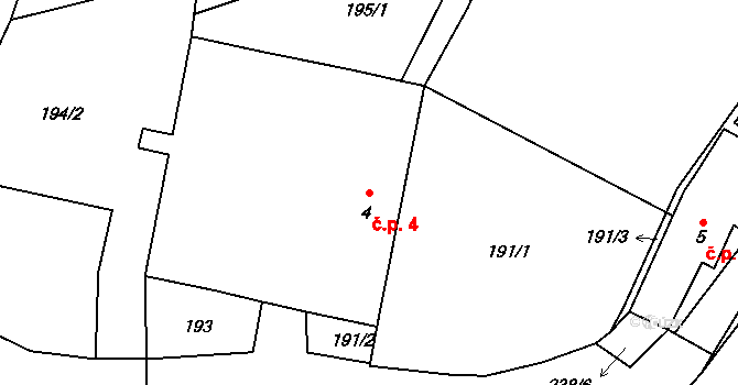 Pejdlova Rosička 4, Jarošov nad Nežárkou na parcele st. 4 v KÚ Pejdlova Rosička, Katastrální mapa