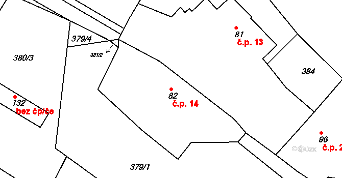 Kruhy 14, Mnichovo Hradiště na parcele st. 82 v KÚ Podolí u Mnichova Hradiště, Katastrální mapa