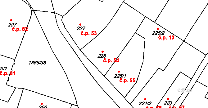 Chlumec nad Cidlinou IV 54, Chlumec nad Cidlinou na parcele st. 226 v KÚ Chlumec nad Cidlinou, Katastrální mapa