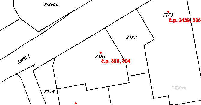 Šternberk 384,385 na parcele st. 3181 v KÚ Šternberk, Katastrální mapa