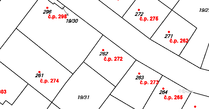 Smidary 272 na parcele st. 262 v KÚ Smidary, Katastrální mapa
