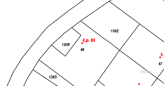 Nítovice 53, Kardašova Řečice na parcele st. 68 v KÚ Nítovice, Katastrální mapa