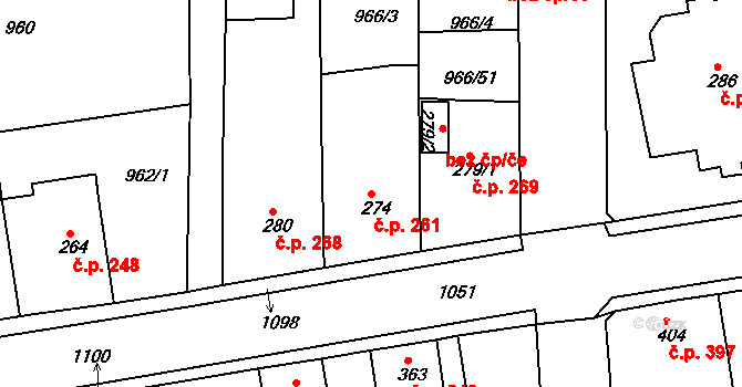 Bohosudov 261, Krupka na parcele st. 274 v KÚ Bohosudov, Katastrální mapa