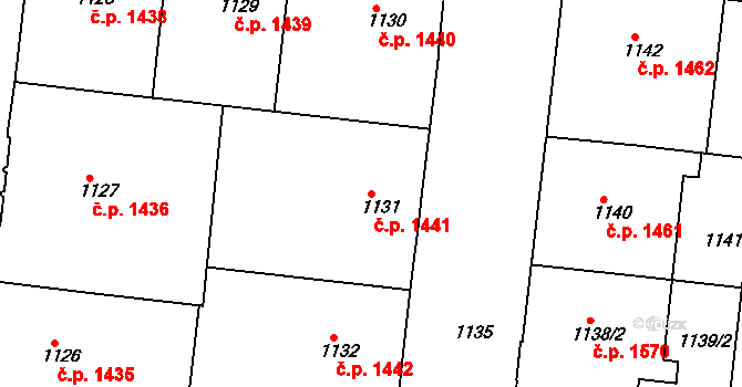 Holešovice 1441, Praha na parcele st. 1131 v KÚ Holešovice, Katastrální mapa