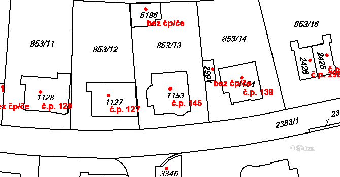 Kryblice 145, Trutnov na parcele st. 1153 v KÚ Trutnov, Katastrální mapa