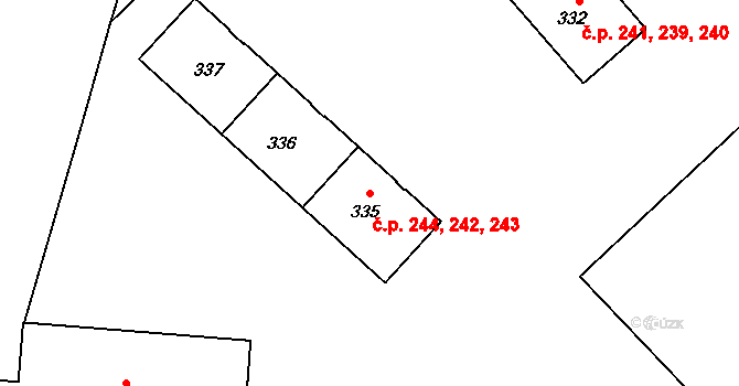 Neředín 242,243,244, Olomouc na parcele st. 335 v KÚ Neředín, Katastrální mapa