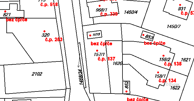 Plotiště nad Labem 137, Hradec Králové na parcele st. 157/1 v KÚ Plotiště nad Labem, Katastrální mapa