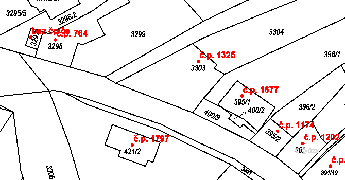 Šlapanice 1325 na parcele st. 3303 v KÚ Šlapanice u Brna, Katastrální mapa