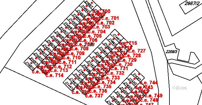Kuřim 719 na parcele st. 2144/5 v KÚ Kuřim, Katastrální mapa