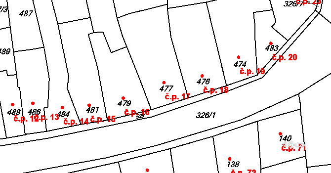 Úštěk-Českolipské Předměstí 17, Úštěk na parcele st. 477 v KÚ Úštěk, Katastrální mapa