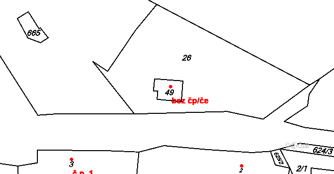 Chmelná 7, Sušice na parcele st. 49 v KÚ Velká Chmelná, Katastrální mapa