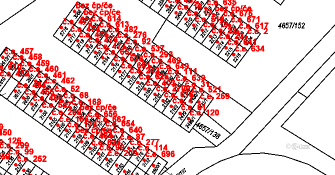 Veselí nad Moravou 111 na parcele st. 2190 v KÚ Veselí-Předměstí, Katastrální mapa