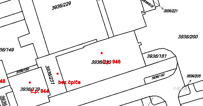 Lutyně 946, Orlová na parcele st. 3936/230 v KÚ Horní Lutyně, Katastrální mapa
