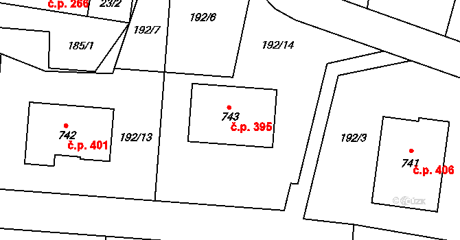 Vítkovice 395 na parcele st. 743 v KÚ Vítkovice v Krkonoších, Katastrální mapa