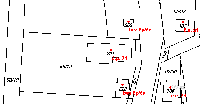 Zborná 71, Jihlava na parcele st. 221 v KÚ Zborná, Katastrální mapa
