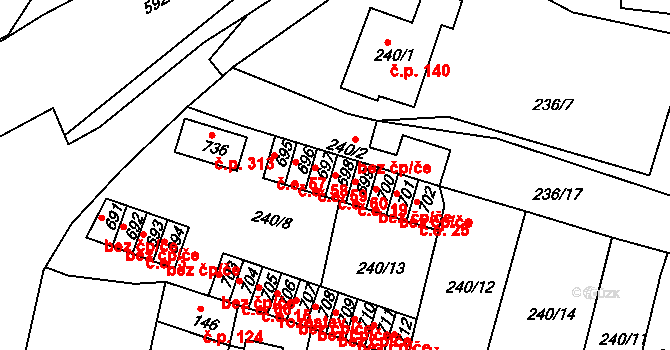 Hostomice 60 na parcele st. 698 v KÚ Hostomice nad Bílinou, Katastrální mapa