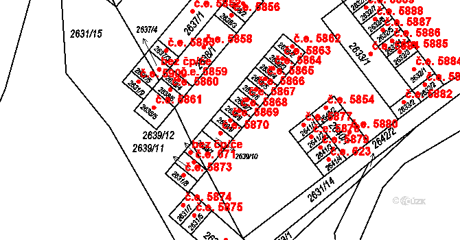 Kadaň 5869 na parcele st. 2639/9 v KÚ Kadaň, Katastrální mapa