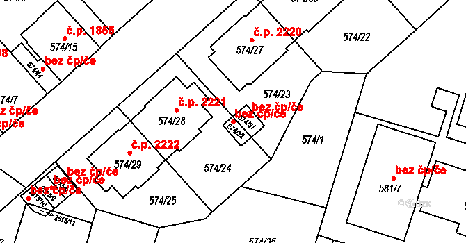 Opava 43781659 na parcele st. 574/32 v KÚ Opava-Předměstí, Katastrální mapa