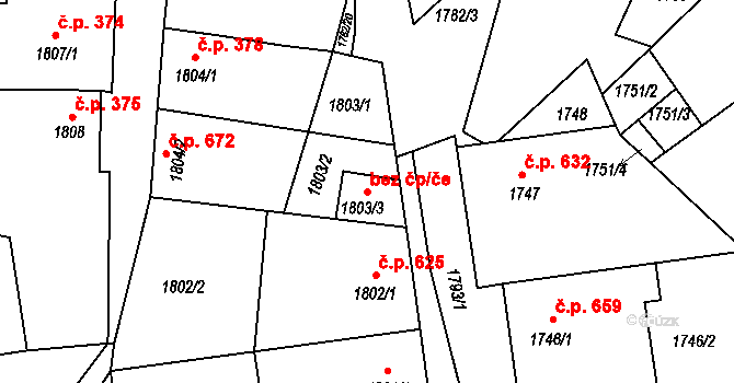 Šardice 44579659 na parcele st. 1803/3 v KÚ Šardice, Katastrální mapa