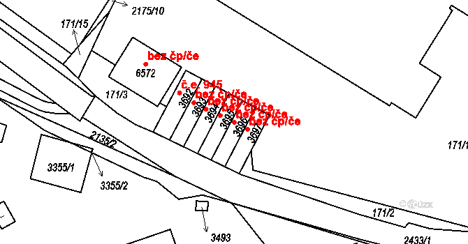 Cheb 44672659 na parcele st. 3696 v KÚ Cheb, Katastrální mapa