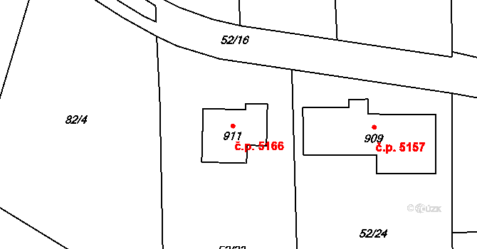 Kokonín 5166, Jablonec nad Nisou na parcele st. 911 v KÚ Kokonín, Katastrální mapa