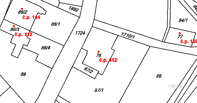 Lipová 112 na parcele st. 78 v KÚ Lipová u Šluknova, Katastrální mapa