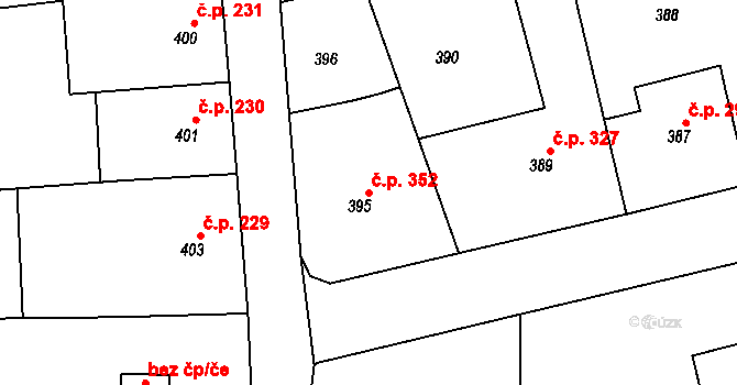 Velké Opatovice 352 na parcele st. 395 v KÚ Velké Opatovice, Katastrální mapa