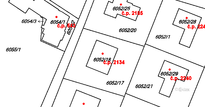 Rychvald 2134 na parcele st. 6052/18 v KÚ Rychvald, Katastrální mapa