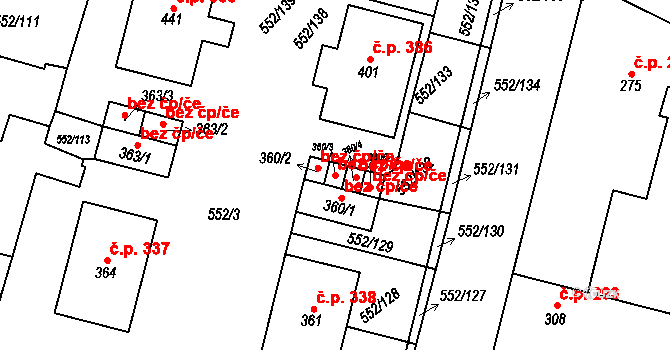 Líbeznice 81892659 na parcele st. 360/3 v KÚ Líbeznice, Katastrální mapa