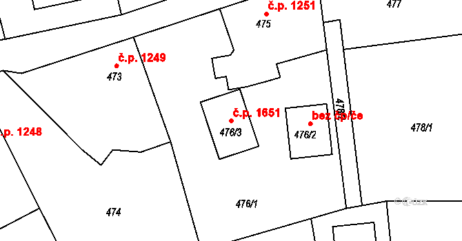 Příbor 1651 na parcele st. 476/3 v KÚ Klokočov u Příbora, Katastrální mapa