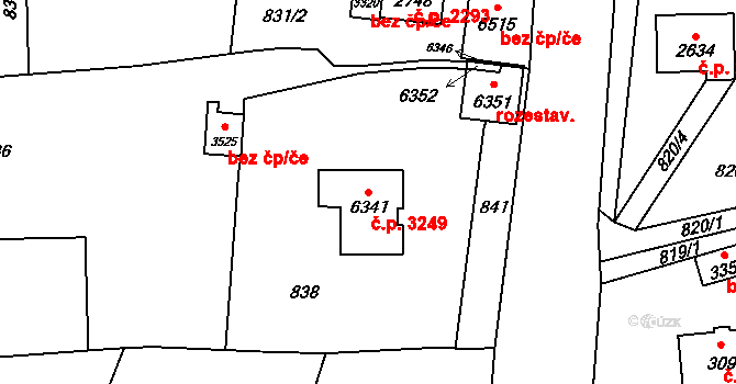 Žatec 3249 na parcele st. 6341 v KÚ Žatec, Katastrální mapa