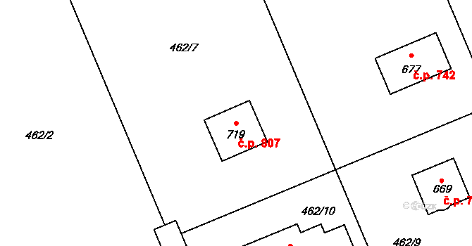 Prostřední Bludovice 807, Horní Bludovice na parcele st. 719 v KÚ Prostřední Bludovice, Katastrální mapa