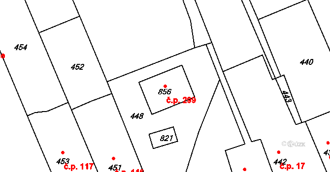 Drahelice 299, Nymburk na parcele st. 856 v KÚ Drahelice, Katastrální mapa