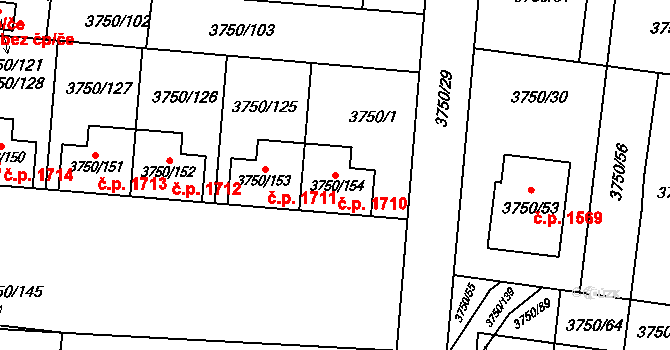 Slavkov u Brna 1710 na parcele st. 3750/154 v KÚ Slavkov u Brna, Katastrální mapa