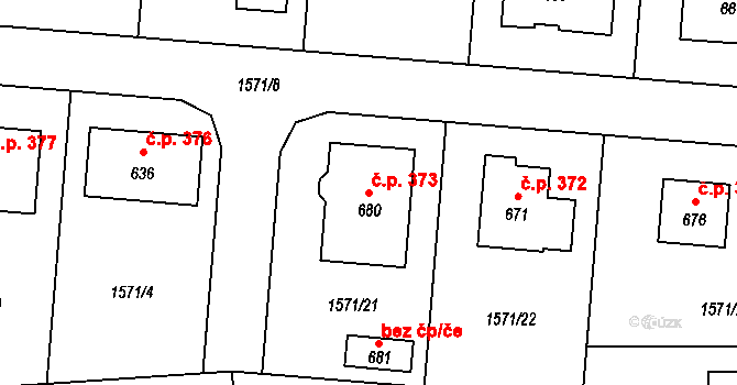 Čechtice 373 na parcele st. 680 v KÚ Čechtice, Katastrální mapa