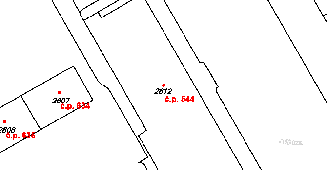 Lyžbice 544, Třinec na parcele st. 2612 v KÚ Lyžbice, Katastrální mapa