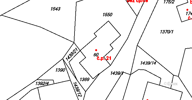 Boršov 21 na parcele st. 60 v KÚ Boršov, Katastrální mapa