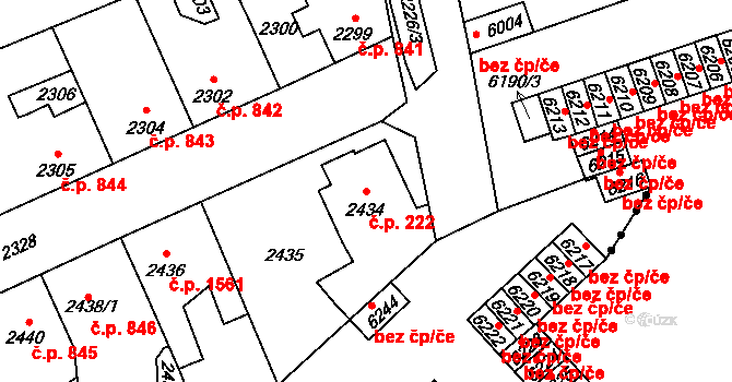 Kročehlavy 222, Kladno na parcele st. 2434 v KÚ Kročehlavy, Katastrální mapa
