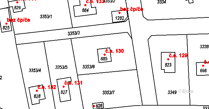 Hvozdec 130, Poříčí nad Sázavou na parcele st. 685 v KÚ Poříčí nad Sázavou, Katastrální mapa