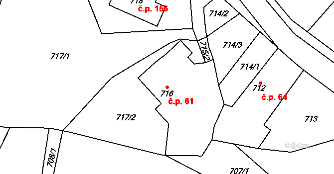 Kvaň 61, Zaječov na parcele st. 716 v KÚ Kvaň, Katastrální mapa