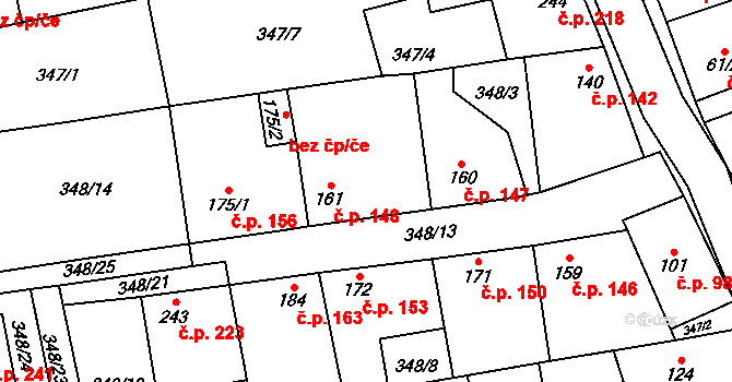 Čížkovice 148 na parcele st. 161 v KÚ Čížkovice, Katastrální mapa